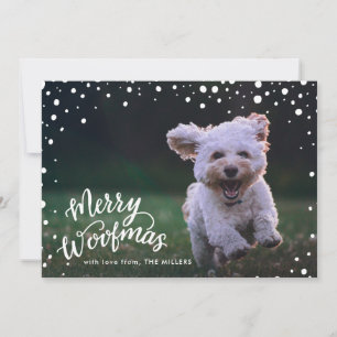 Snowy Merry Woofmas Handletter   FOTO Feiertagskarte
