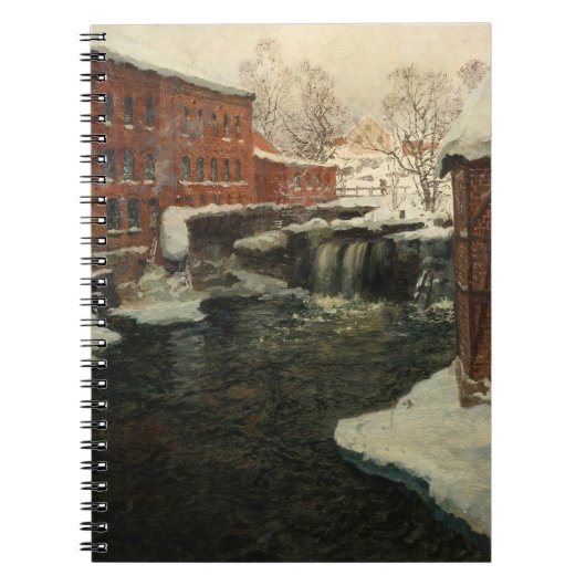 Snowy Mill River Winter Scene Notebook Notizblock (Vorderseite)