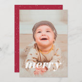 Snowy Modern Frohe Weihnachten Foto (Vorne/Hinten)
