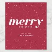 Snowy Modern Frohe Weihnachten Weinetikett (Einzelnes Label)