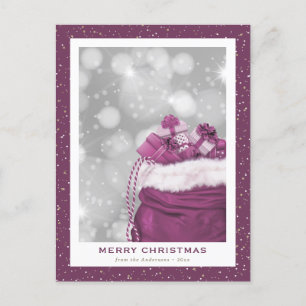 Snowy Modern Pink Christmas Feiertagspostkarte