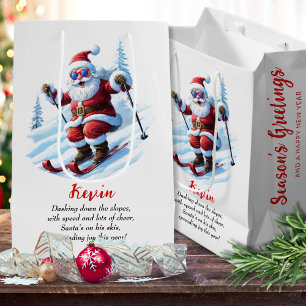 Snowy Modern Ski Weihnachten Rot und Weiß Weihnach Mittlere Geschenktüte