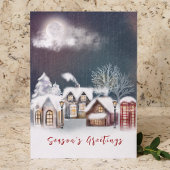Snowy Moonlit Village Weihnachtszeit Winter Feiertagskarte