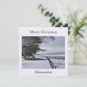 Snowy Morning Flat Weihnachtskarte Karte (Stehend Vorderseite)