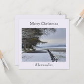 Snowy Morning Flat Weihnachtskarte Karte (Vorderseite/Rückseite Beispiel)