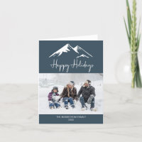 Snowy Mountain Blue Happy Holidays Foto Weihnachte