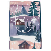 Snowy Mountain Cabin Wasserfarbe Mittlere Geschenktüte (Vorderseite)