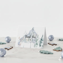 Snowy Mountain Evergreen Baby Shower Dankeskarte