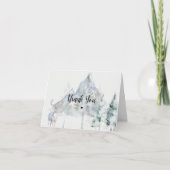 Snowy Mountain Evergreen Baby Shower  Dankeskarte (Vorderseite)