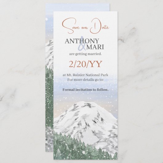 Snowy Mountain, Falling Snow & Forest Einladung (Vorne/Hinten)