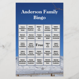 Snowy Mountain Familienname und Foto Bingo Game Briefpapier