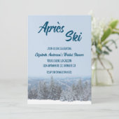 Snowy Mountain Forest Brautparty Einladung (Stehend Vorderseite)