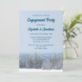 Snowy Mountain Forest Engagement Party Einladung (Stehend Vorderseite)