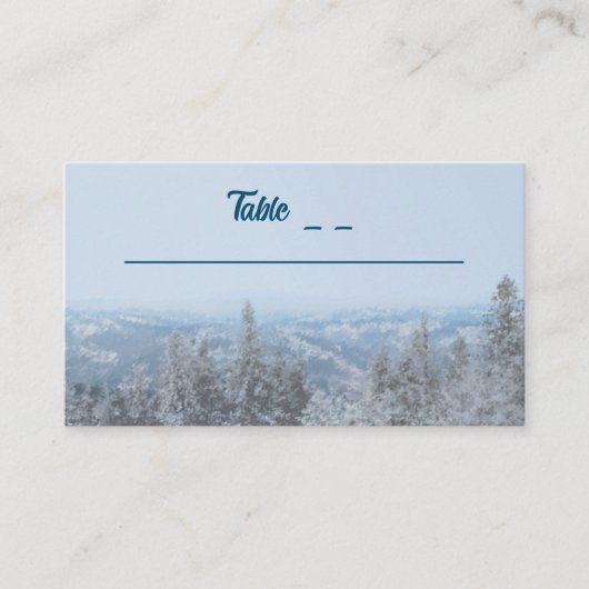 Snowy Mountain Forest Wedding Platzkarte (Vorderseite)