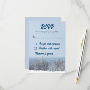 Snowy Mountain Forest Wedding RSVP Karte