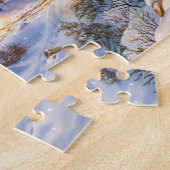 Snowy Mountain Hütte by Stream Puzzle (Seite)