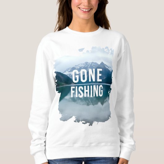 Snowy Mountain Lake Gone Fischen Sweatshirt (Vorderseite)