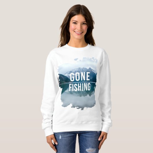 Snowy Mountain Lake Gone Fischen Sweatshirt (Vorne ganz)