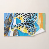 Snowy Mountain Leopard Stance Design Badhandtuch Set (Handtuch)