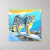 Snowy Mountain Leopard Stance Design Leinwanddruck (Vorderseite)