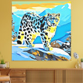Snowy Mountain Leopard Stance Design Leinwanddruck (Insitu (Wohnzimmer))