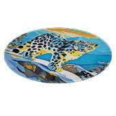Snowy Mountain Leopard Stance Design Schneidebrett (Ecke)