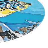 Snowy Mountain Leopard Stance Design Schneidebrett (Ecke)