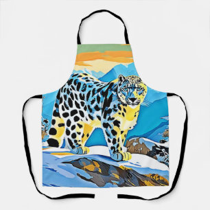 Snowy Mountain Leopard Stance Design Schürze