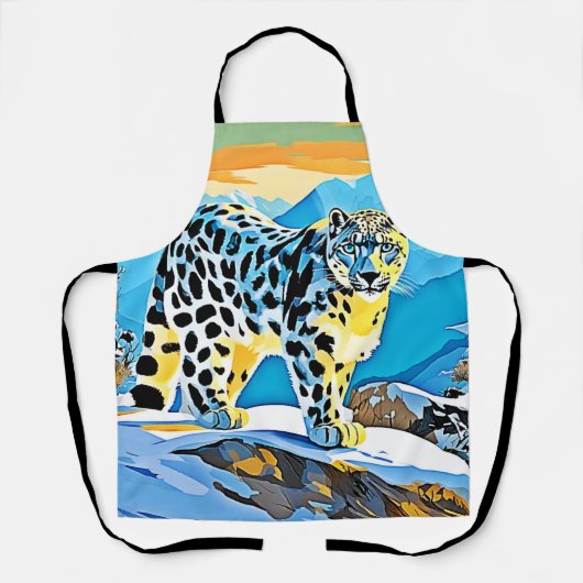Snowy Mountain Leopard Stance Design Schürze (Vorderseite)