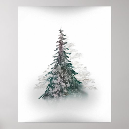 Snowy Mountain mit Solitary Tree Poster (Vorne)
