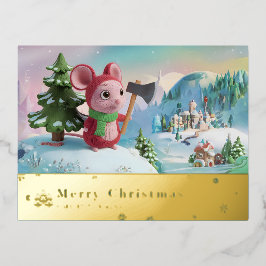 Snowy MOuntain MOuse Folie Postkarte G