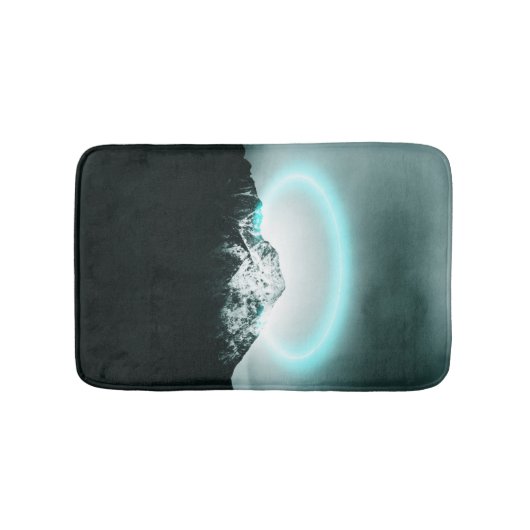 Snowy mountain mysterious blue neon light badematte (Vorderseite)
