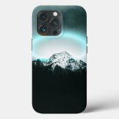 Snowy mountain mysterious blue neon light Case-Mate iPhone hülle (Rückseite)