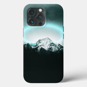 Snowy mountain mysterious blue neon light Case-Mate iPhone hülle