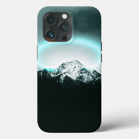 Snowy mountain mysterious blue neon light Case-Mate iPhone hülle (Rückseite)
