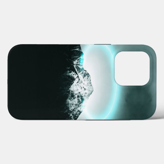 Snowy mountain mysterious blue neon light Case-Mate iPhone hülle (Rückseite (Horizontal))