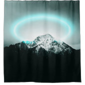 Snowy mountain mysterious blue neon light duschvorhang (Vorderseite)