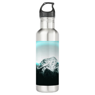 Snowy mountain mysterious blue neon light edelstahlflasche