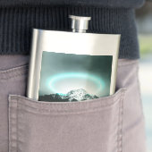 Snowy mountain mysterious blue neon light flachmann (Beispiel)