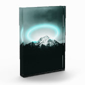 Snowy mountain mysterious blue neon light fotoblock (Links)