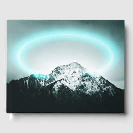 Snowy mountain mysterious blue neon light gästebuch