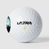 Snowy mountain mysterious blue neon light golfball (Logo)