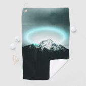 Snowy mountain mysterious blue neon light golfhandtuch (Insitu)