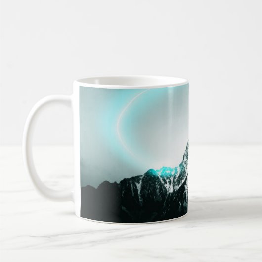 Snowy mountain mysterious blue neon light kaffeetasse (Links)