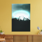 Snowy mountain mysterious blue neon light leinwanddruck (Insitu (Wohnzimmer))