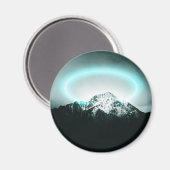 Snowy mountain mysterious blue neon light magnet (Vorderseite/Rückseite)