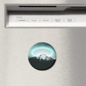Snowy mountain mysterious blue neon light magnet (In Situ (Geschirrspüler))
