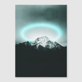Snowy mountain mysterious blue neon light magnetkarte