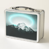Snowy mountain mysterious blue neon light metall brotdose (Rückseite)