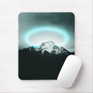 Snowy mountain mysterious blue neon light mousepad